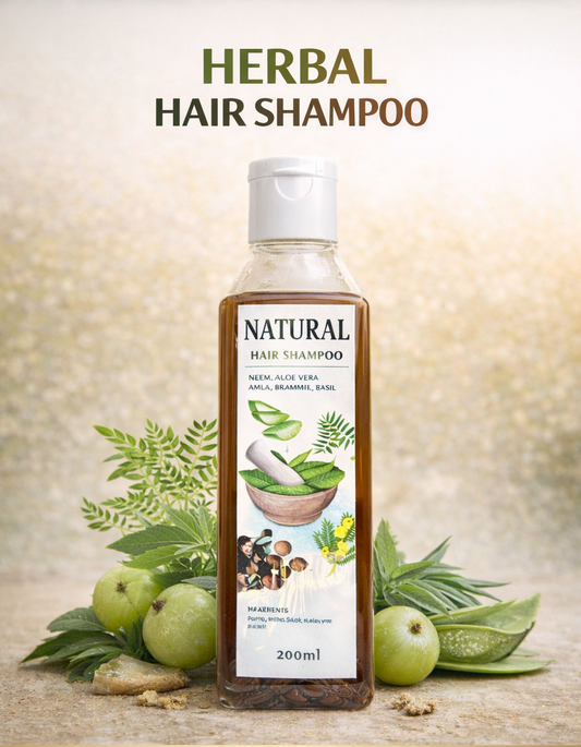 Herbal Shampoo with Shikakai, Reetha, Amla, Neem & Aloe Vera – Gentle Cleansing (200ml)